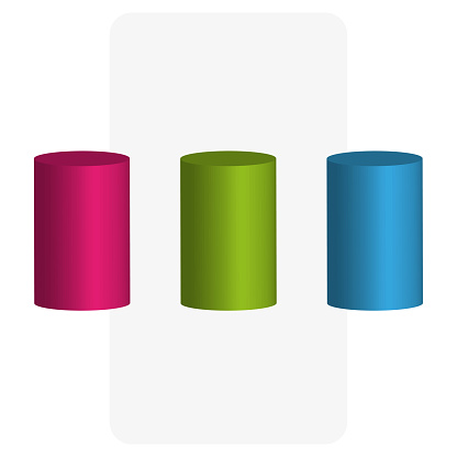 3d colored cylinders for brochure design. Vector illustration. EPS 10.