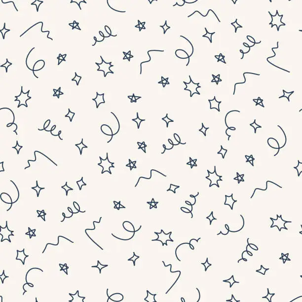 Vector illustration of Hand Drawn Party Confetti Decorations Vector Seamless Pattern