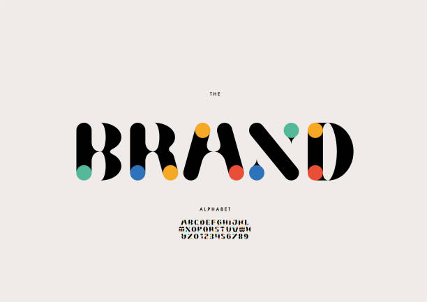 Brand font Vector of stylized brand font and alphabet simple letterhead design stock illustrations