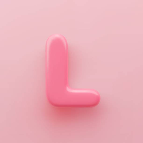 istock 3D Pink uppercase letter L with a glossy surface on a pink background. 1475803817