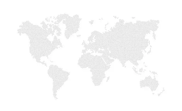 Vector illustration of Dotted world map. Vector illustration.