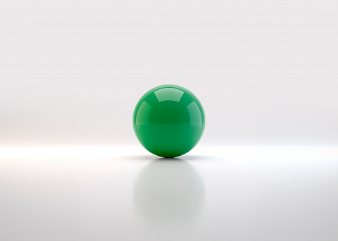 Green sphere with shadow. Ball. 3D render