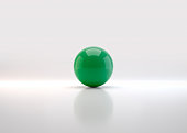 Green sphere with shadow. Ball. 3D render