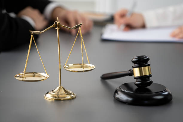 istock Focus shiny golden scale balance on blur background. Equilibrium 1475809497