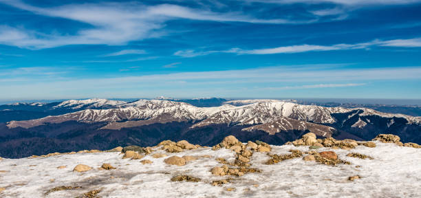 The Bucegi Mountains in Romania, part of the Carpathian Mountains