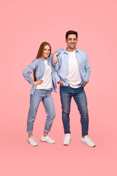 istock Cheerful young couple in similar clothes 1475812920
