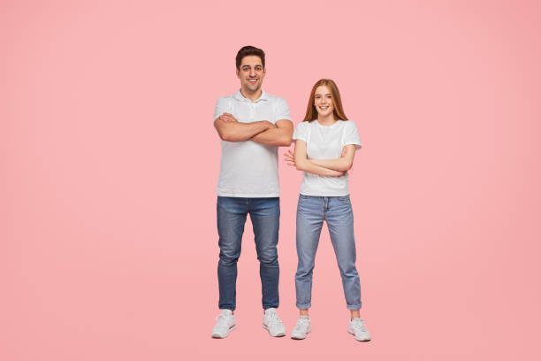 istock Positive young couple in similar clothes 1475813167