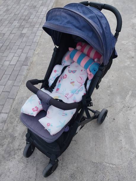 istock Dark Blue and Black Baby Stroller with Comfortable Mattress 1475816262