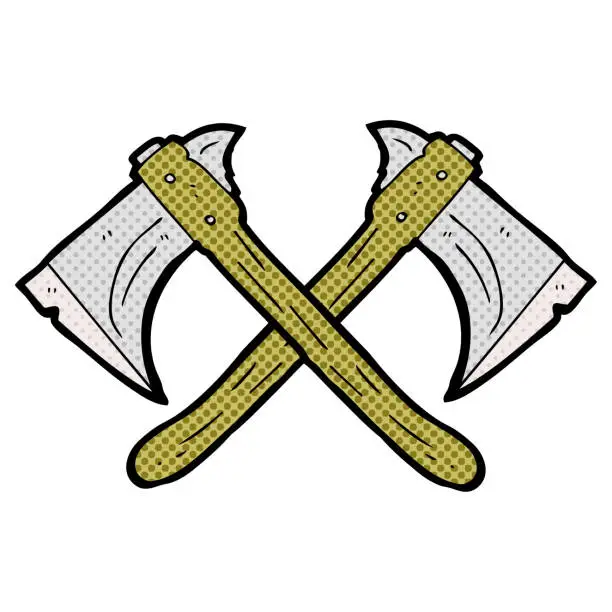 Vector illustration of freehand drawn cartoon crossed axes