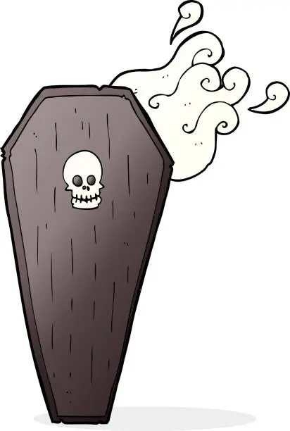 Vector illustration of spooky cartoon coffin