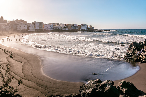 Beautiful Sunset View Of Playa Grande in Puerto de la Cruz, Tenerife, Spain