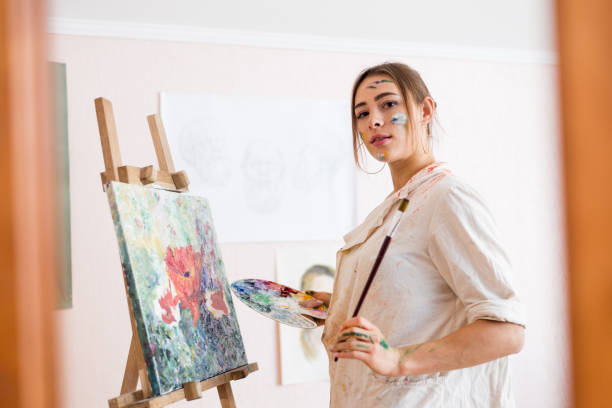 istock Young artist lady is serious 1475822776