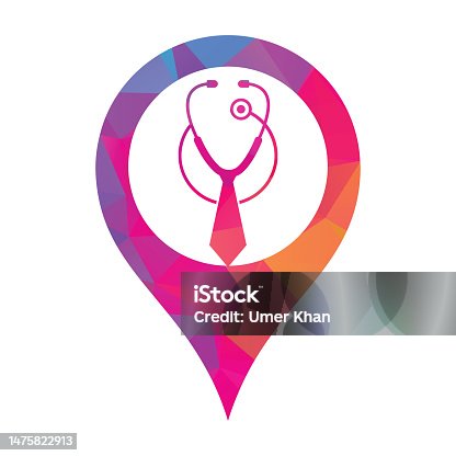 istock Medical job map pin shape logo design template. 1475822913