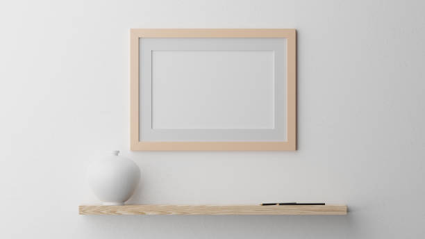 istock Poster mockup, natural wooden frame. 3D rendering 1475825518