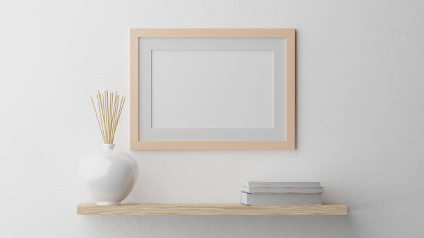 istock Poster mockup, natural wooden frame. 3D rendering 1475825538