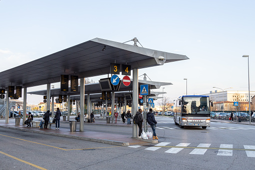 Padua, Veneto, Italy - Mar 11th, 2023: View of Padua bus station