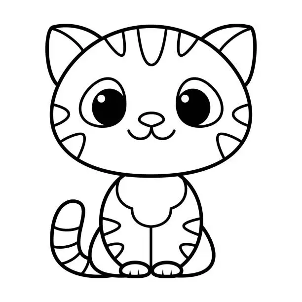 Vector illustration of Doodle Cat Coloring Page Cartoon Vector Illustration