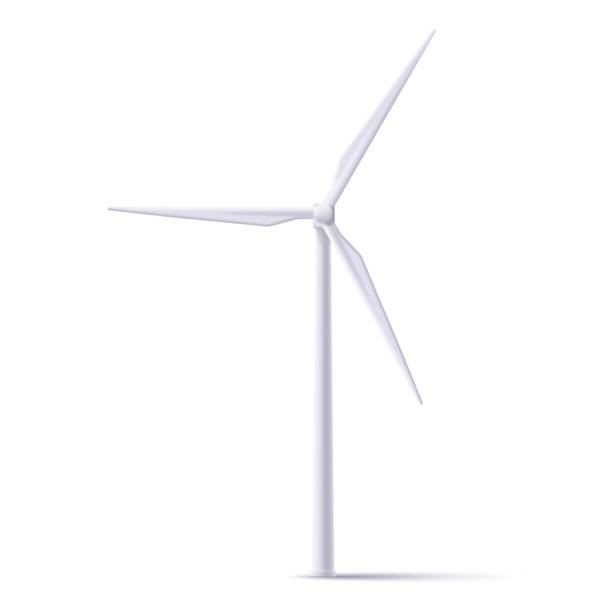 illustrations, cliparts, dessins animés et icônes de éolienne 3d icône réaliste, isolée blanche, énergie éolienne alternative - éolienne
