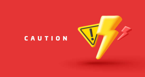 ilustrações de stock, clip art, desenhos animados e ícones de 3d high voltage icon, danger. electric hazard sign with lighting and triangle with exclamation mark. digital render composition - control panel flash