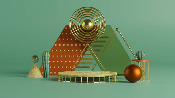 istock pedestal podium with abstract geometric shapes and cactus 3d render 1475839895