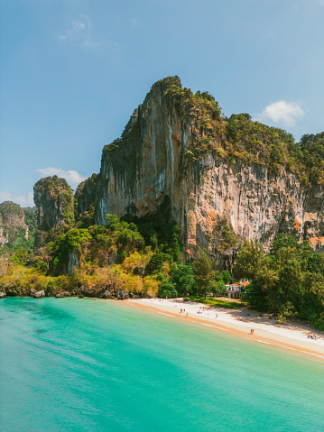 Scenic aerial view  of Railey beach in  Krabi Province, Thailand