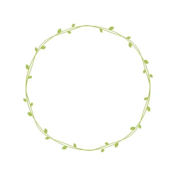 Vector illustration of Round green vine frames and borders, floral botanical design element vector illustration