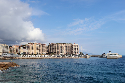 View of the Fontvieille quarter in Monaco from the neighboring commune of Cap D'Ail