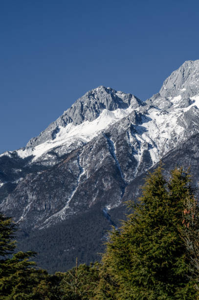 istock Snow mountains and woods under the blue sky 1475851507