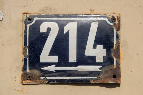 istock Weathered enameled plate number 214 1475851588