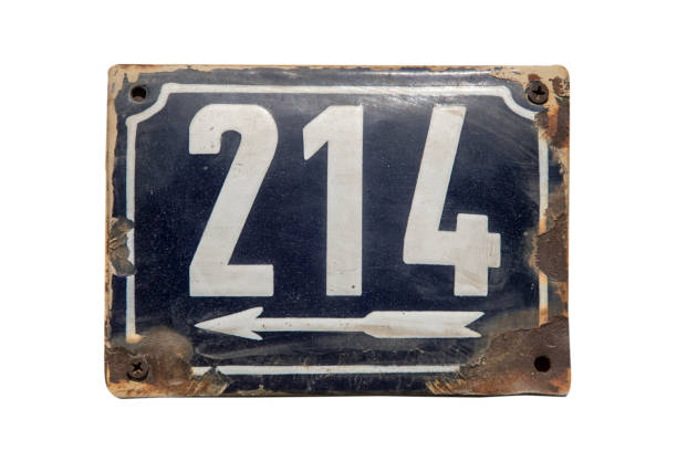 istock Weathered enameled plate number 214 1475851590