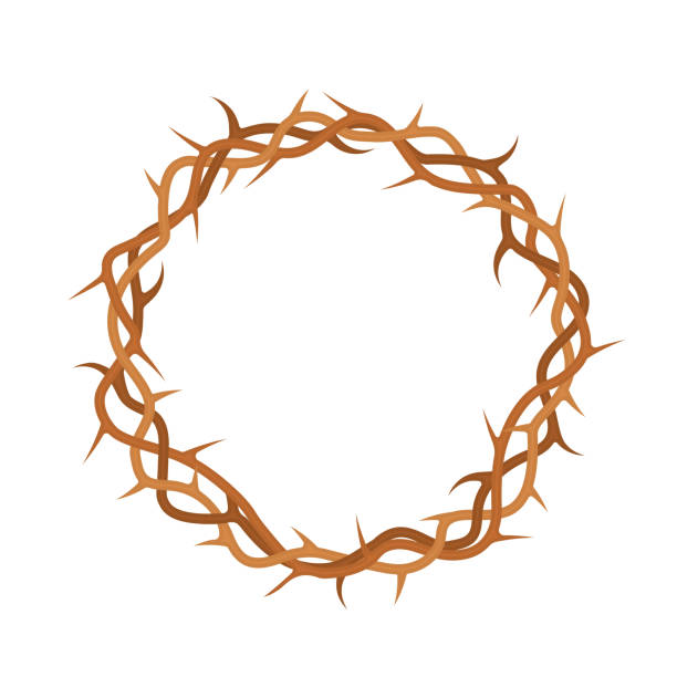 korona cierniowa, ukrzyżowanie jezusa chrystusa, koncepcja wielkiego piątku - ciernisty krzew stock illustrations