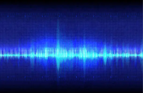 Vector illustration of Sound Waves Blue Colored Background