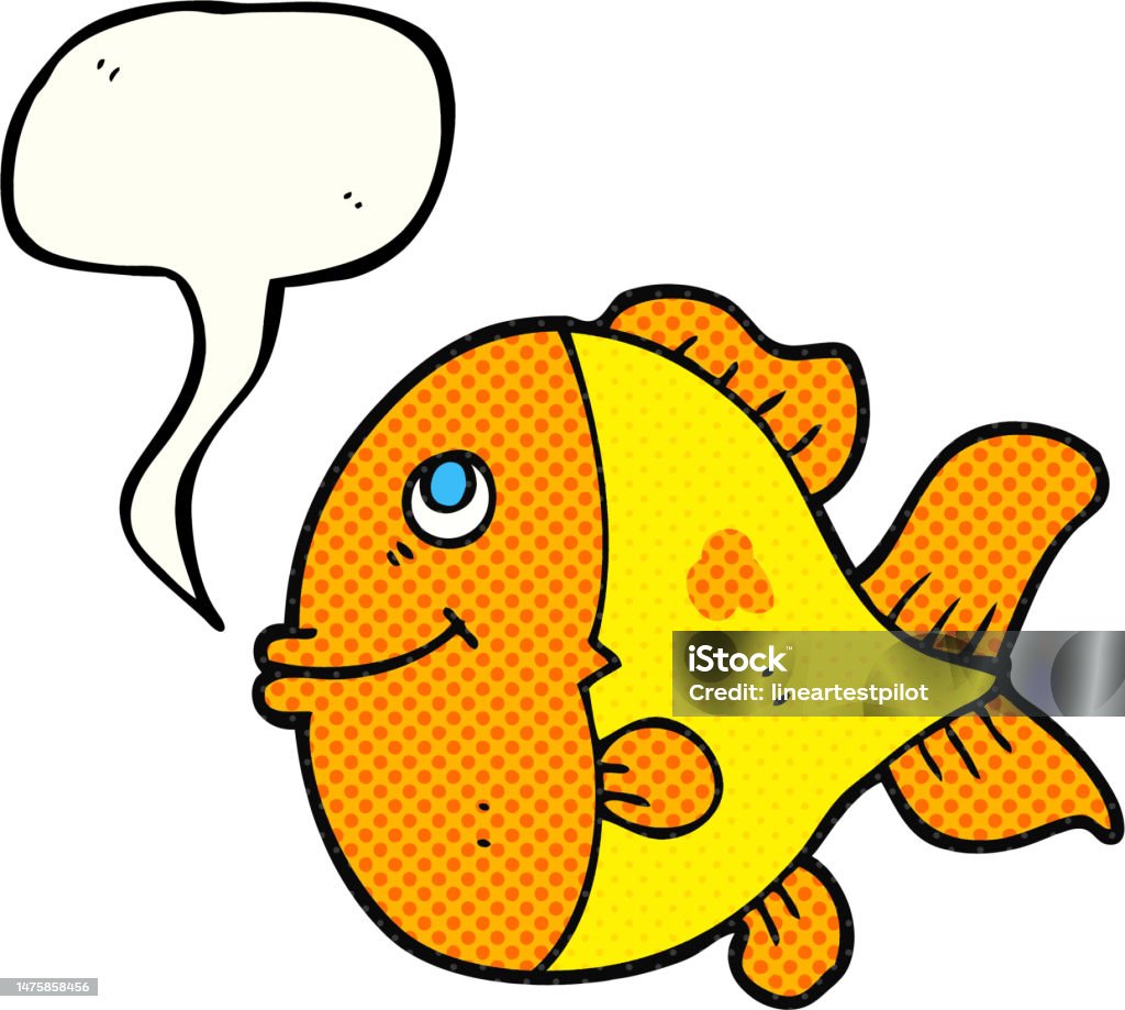 Comic Fish Comb Freehand Drawn Comic Book Speech Bubble Cartoon Fish Stock Illustration ...