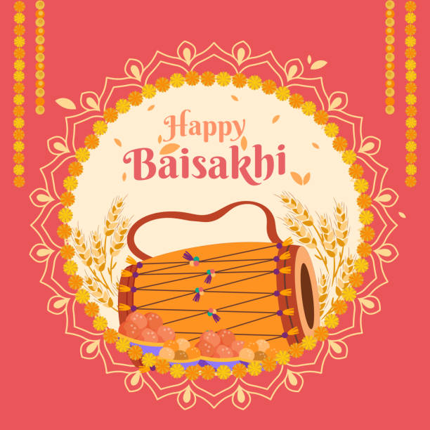 행복한 바이사키 포스트 - bhangra stock illustrations