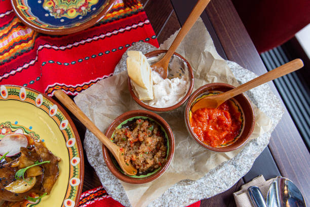 istock Delicious different sauces and snacks on the table 1475859336