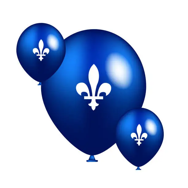 Vector illustration of Blue balloons with Quebec symbol, vector illustration