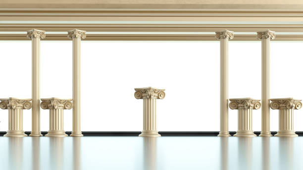 istock Classic luxury golden podium columns background for product presentation. Podium for display product 1475866353