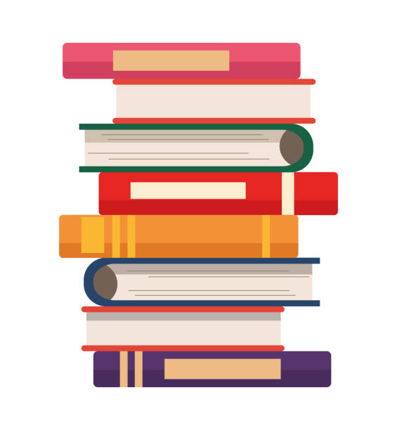 ilustrações de stock, clip art, desenhos animados e ícones de pile text books library - stack of books