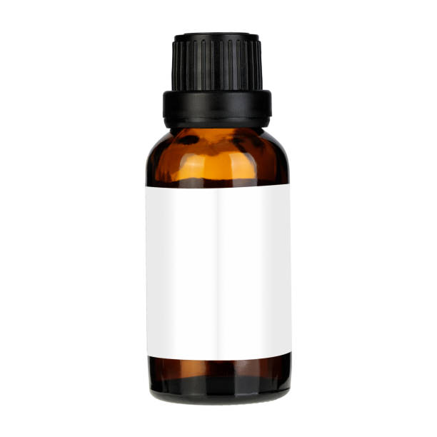 istock Blank packaging brown glass bottle for liquid medicine isolated on white background. Blank white label. 1475871667