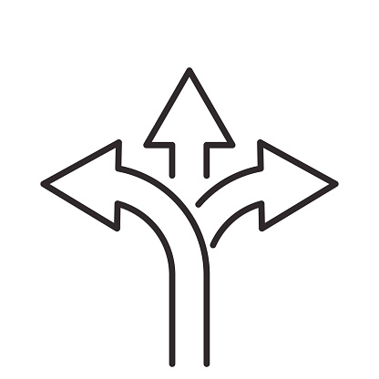 Three arrows. Concept choosing a way. Vector.