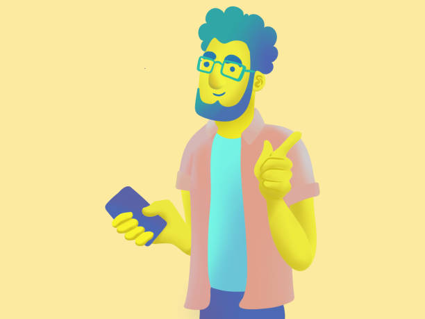 istock Illustration of a young man holding a phone 1475872797