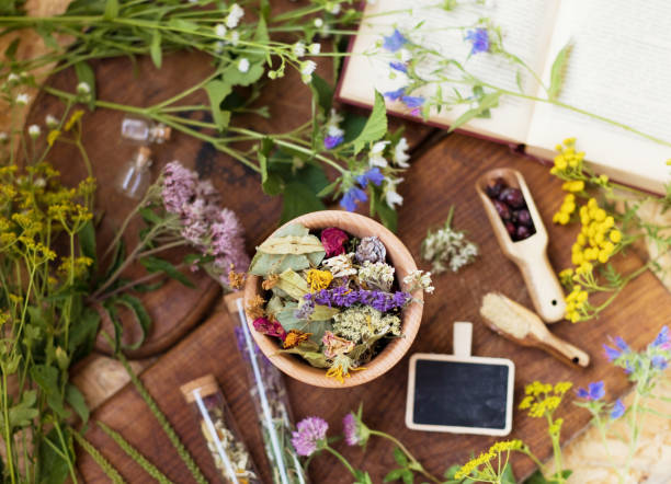 istock Homeopathy and herbal medicine concept 1475875100