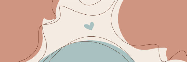 szablon ciąży i porodu w stylu płaskim. brzuch młodej afroamerykanki w późnej ciąży z profilu na kolorowym abstrakcyjnym tle. - lace pink white black stock illustrations