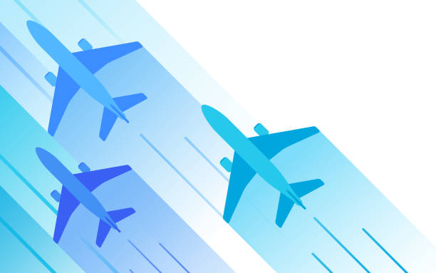 ilustraciones, imágenes clip art, dibujos animados e iconos de stock de aviones de viaje aéreo flying background - global business taking off commercial airplane flying