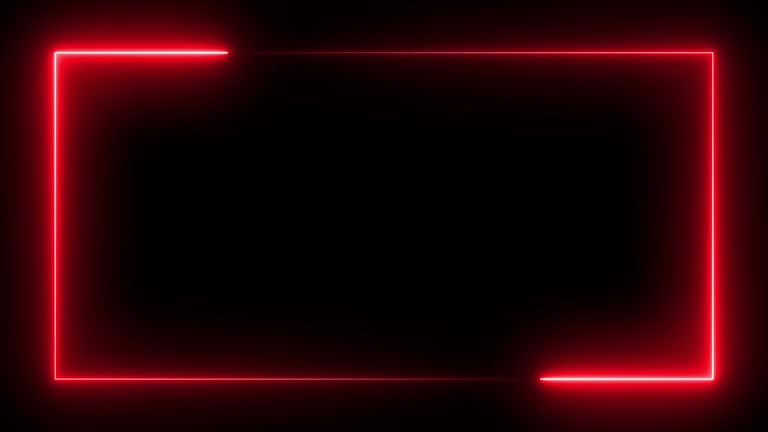 Neon Rectangular Abstract Frame. Trendy Glow Light 4K Video Animation. Rectangle Border Background. Loopable