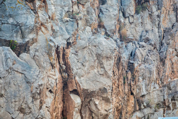 Rock Background on Mountain - Natural Texture and Rugged Terrain Landscape stock photo
