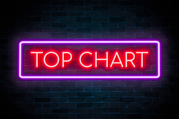 istock Top Chart neon banner on brick wall background. 1475885838
