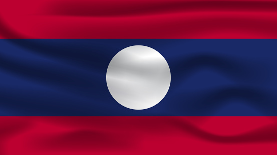 Illustration concept independence Nation symbol icon realistic waving flag 3d colorful Country of Laos