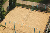 Aerial view volleyball court on day time outdoor