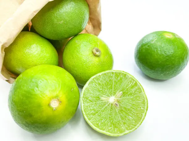 Photo of lime fruit, sour taste in Thai street food ingredient